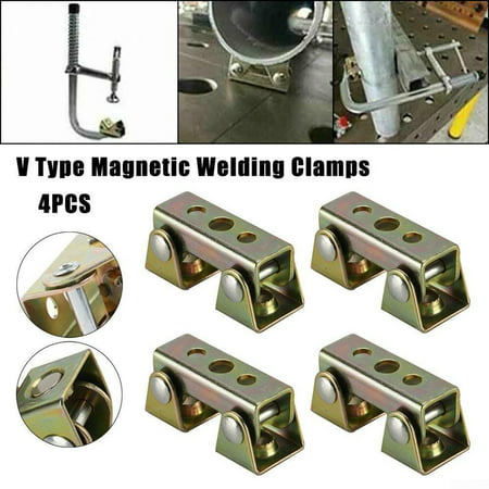 4x Adjustable Magnetic Welding Clamps V Type Base Pads Fixture Holder Fit Welder